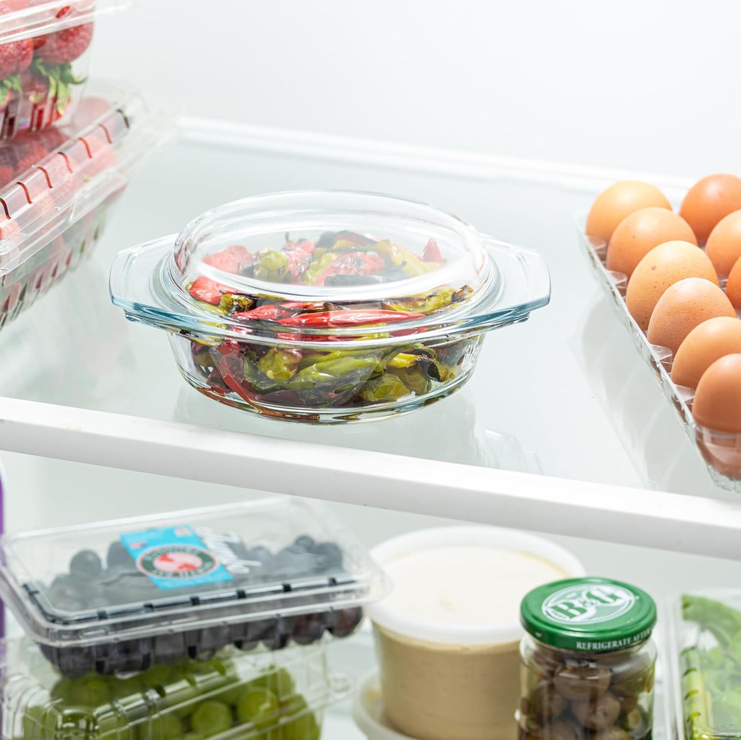 SIMAX Casserole Dish with Lid, 1 Quart Round Glass Casserole, Baking Dish, Oven, Microwave, Dishwasher Safe, Yellow, Borosilicate Glass, 946.35 cm