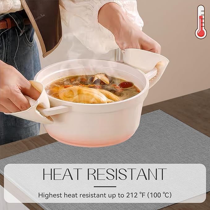 Romanstile Cloth Placemats Set of 6-12 x 18 Inch, Heat Resistant Double Layered Thickened Burlap Place Mats, Washable Faux Linen Farmhouse Table Mats for Kitchen/Dining/Party/Outdoor, Grey