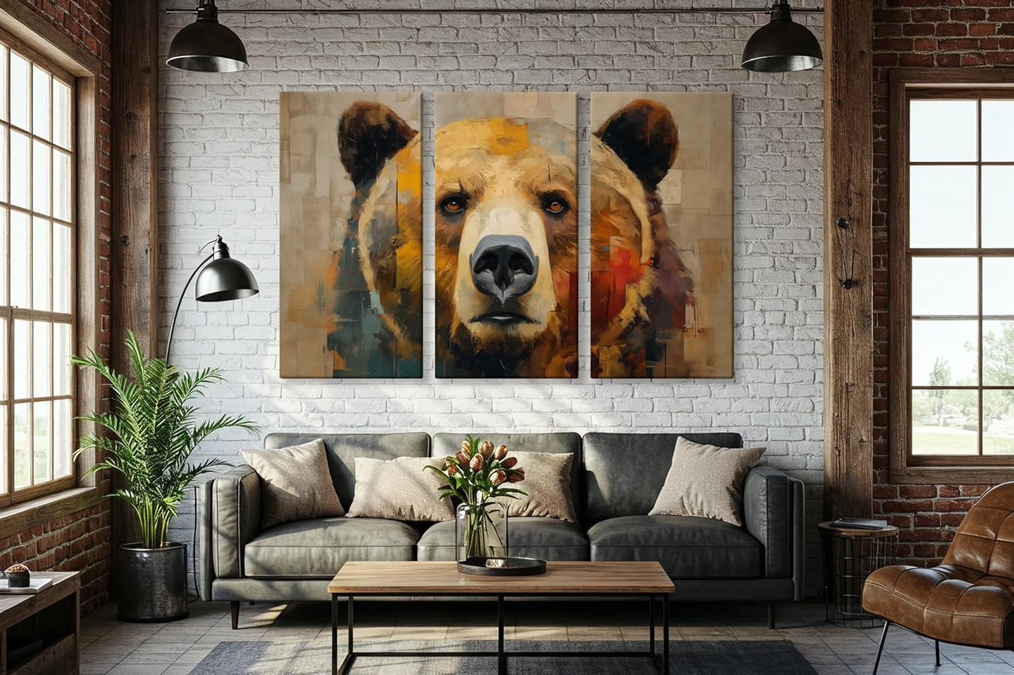 Wildlife Canvas Prints - Wild Animals Home Decor - Medium, Large, and Extra Large Wall Art for Living Room, Bathroom, Kitchen (Fragmented Strength, 55L" x 83W"- 3 Panels)