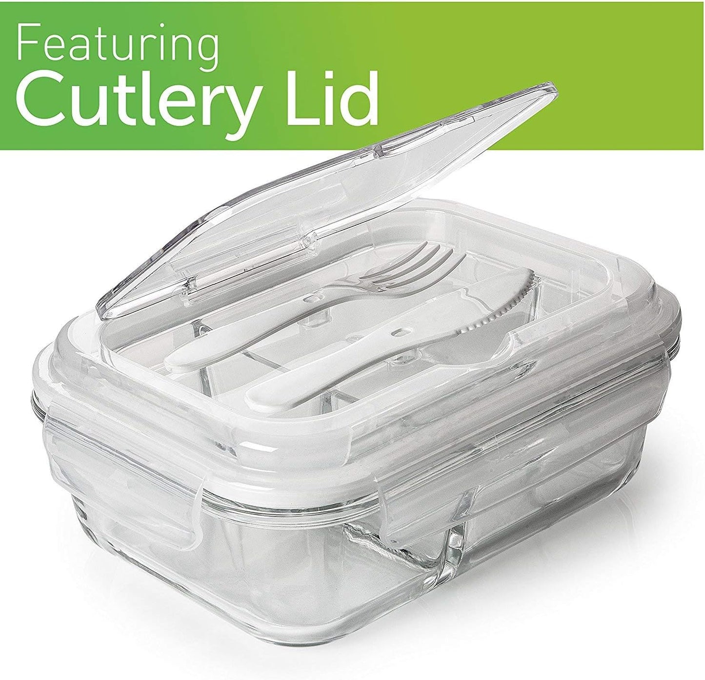 PrepNaturals 3 Pack 34 Oz Glass Meal Prep Containers - Dishwasher Microwave Freezer Oven Safe - Glass Storage Containers with Lids (Multi-Compartment)