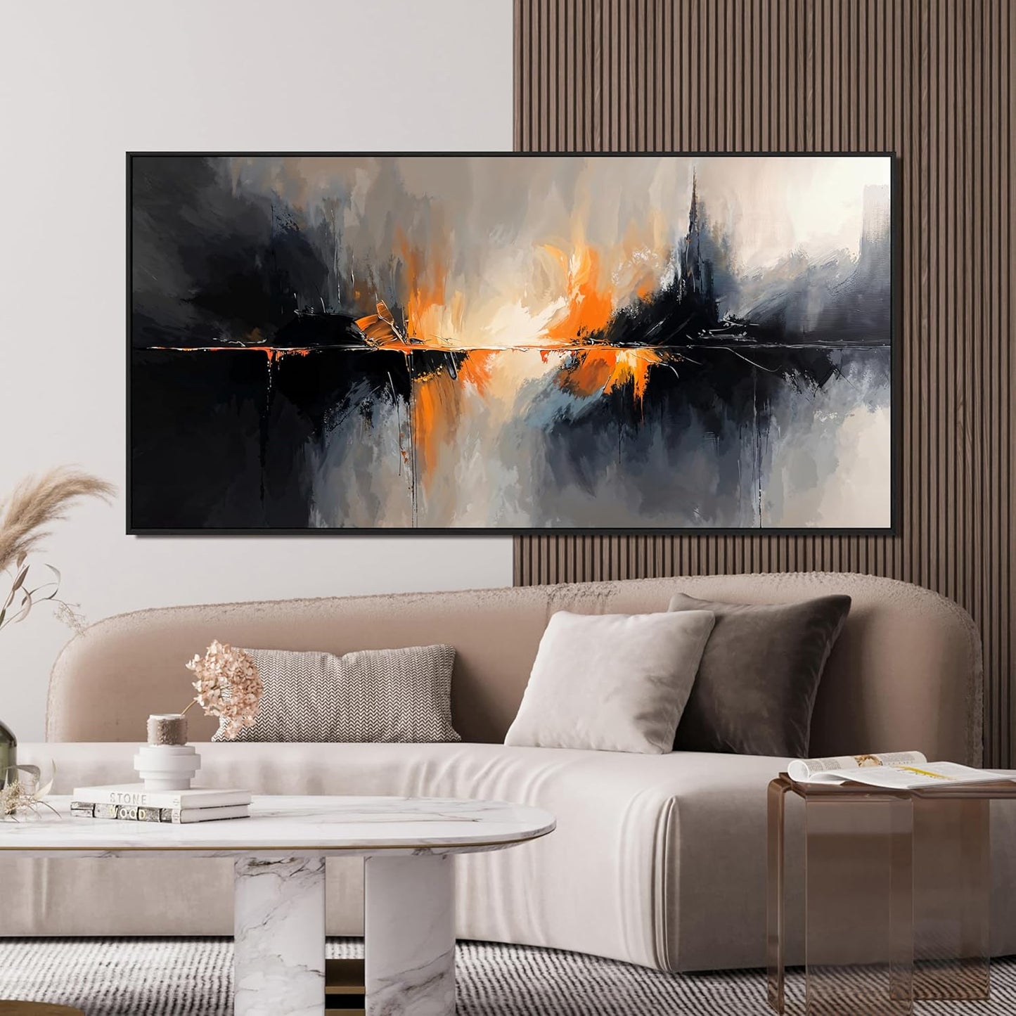 Abstract Wall Art Decor Black And White Wall Art Oversized Framed Wall Art Prints Art Work for Wall Decor Large Modern Wall Art Decor Abstract Canvas Art Bedroom Office Decorations 29" X 58"