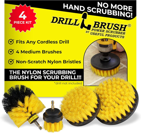 Nylon Drill Brush Attachment Set for Bathroom Cleaning - Power Scrubber Brush Kit for Bathtub, Shower, Tile, and Grout - All-Purpose Household Cleaning Brushes for Drill - Electric Grout Cleaner Kit