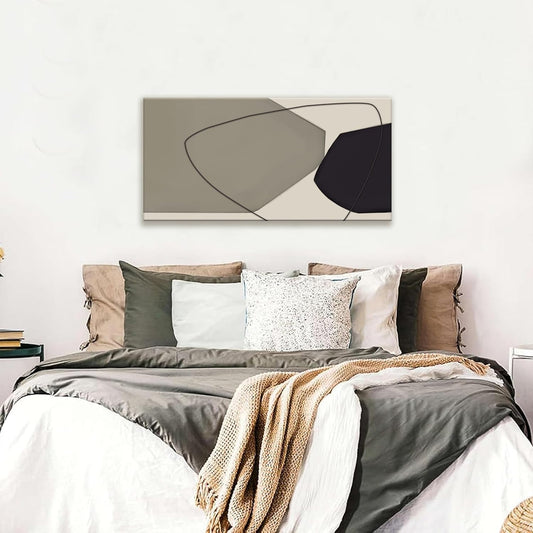 Abstract Wall Art Decor Canvas Art Wall Decor Minimalist Wall Art Geometric Color Block Canvas Artwork Paintings Black And Grey White Wall Art Modern Bedroom Art Office Home Decor Wall 20"X 40"