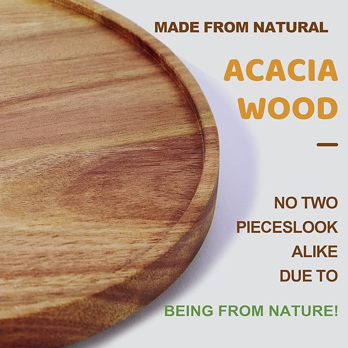 10-inch Acacia Wood Lazy Susan Organizers, ACIAZAAZ Lazy Susan Turntable for Cabinet, Kitchen Turntable Storage for Table, Countertop, Pantry