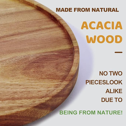[ 2 Pack ] 12-inch Acacia Wood Lazy Susan Organizers, ACIAZAAZ Lazy Susan Turntable for Cabinet, Kitchen Turntable Storage for Table, Countertop, Pantry