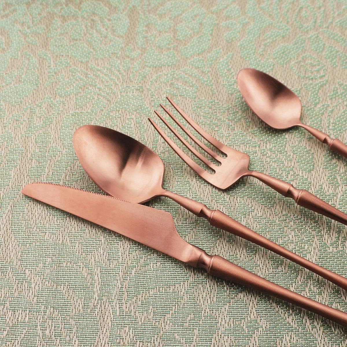 Gugrida Unique Flatware Set - 20 Piece Iridescent Silverware Sets | 18/10 Stainless Steel Reusable Cutlery Set | Luxury Rose Gold Utensils Service For 4 with Dessert Fork, Knife, Spoon, Dinner Fork