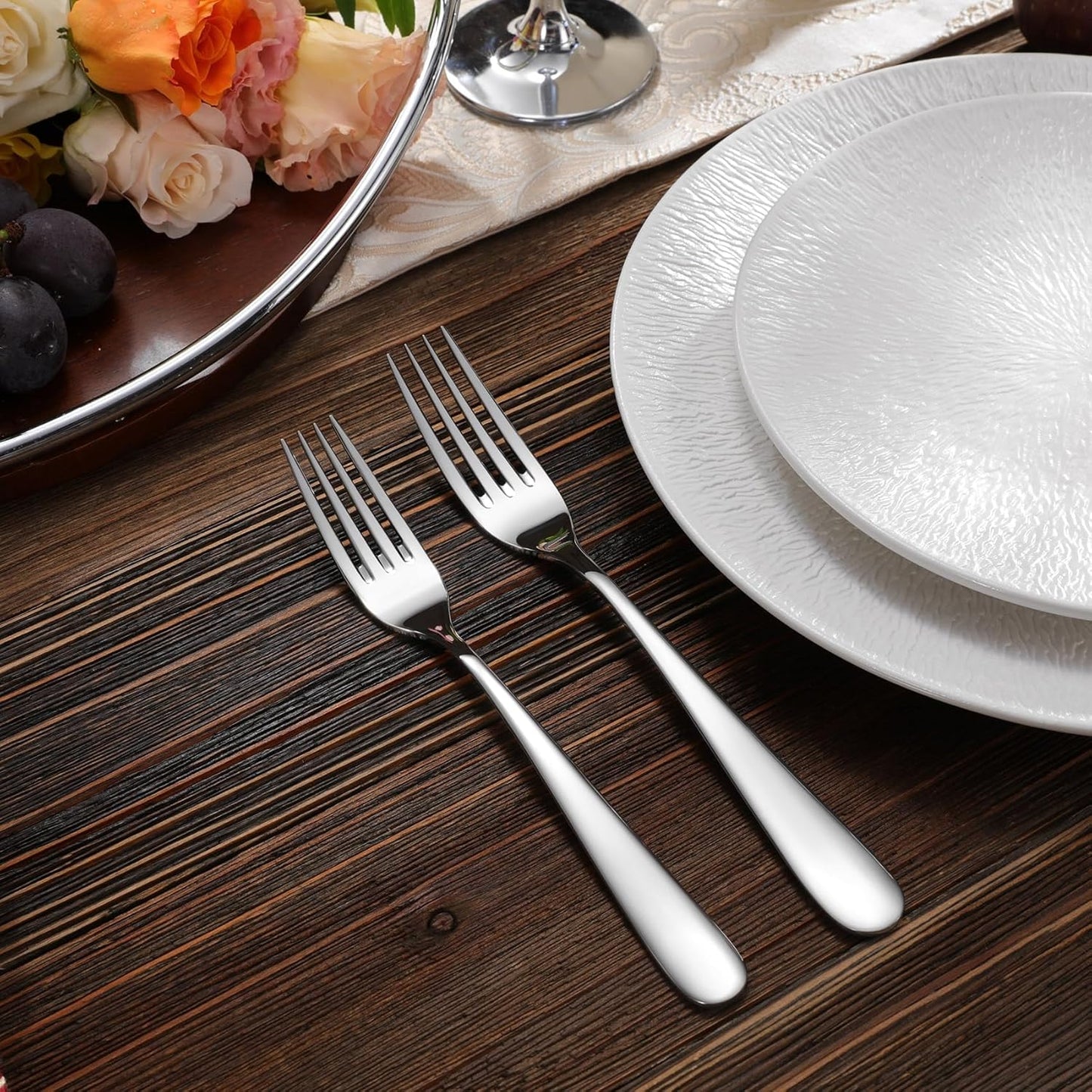 KEAWELL Premium 65-Piece Louise Silverware Set, 18/10 Stainless Steel, Service for 12, Fine Flatware Set, Smooth and Exceptional mirror finish, Dishwasher Safe (65)