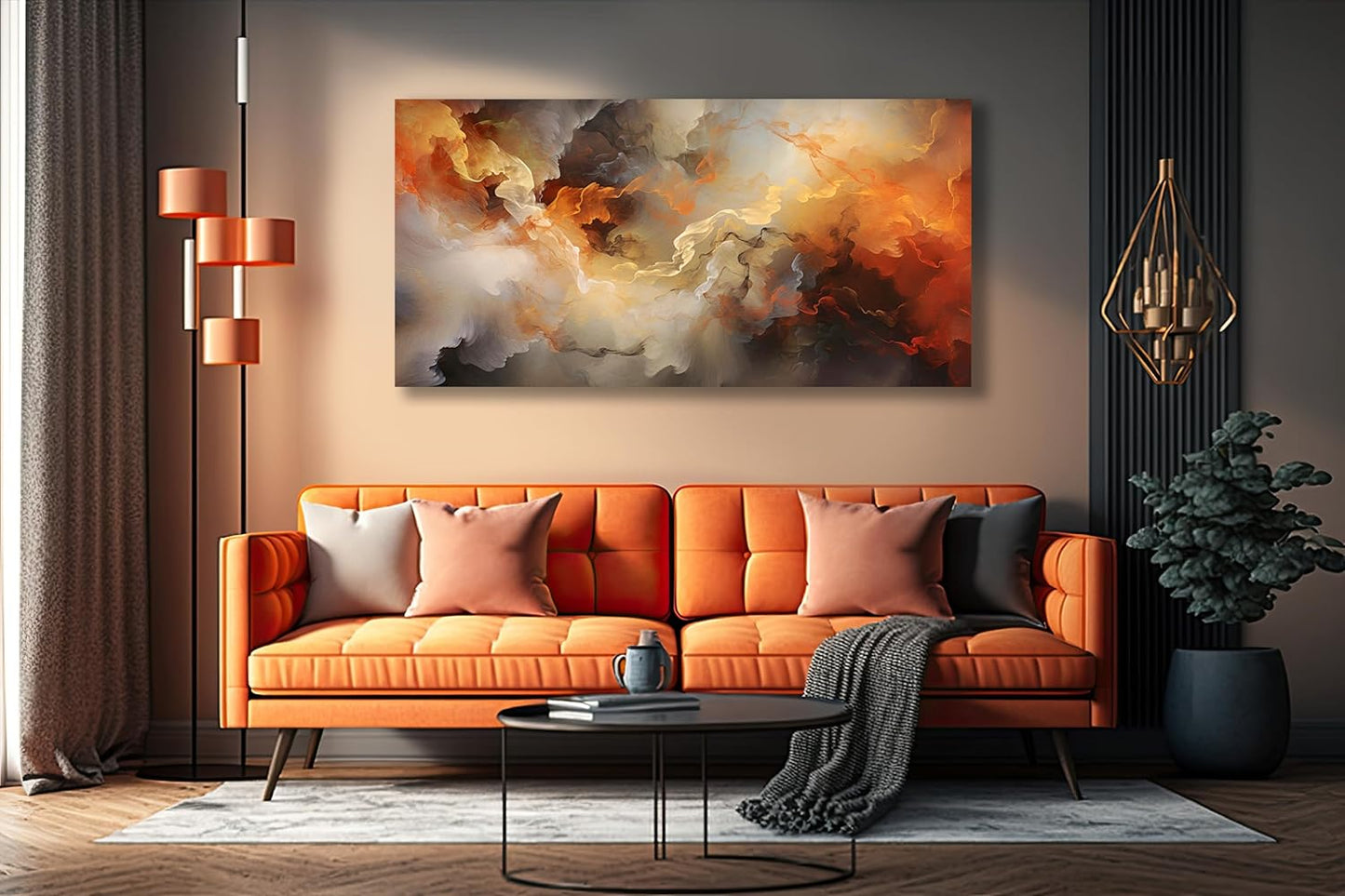 VHMING Abstract Wall Art Home Decor Orange Artwork Wall Art Prints Canvas Painting Wall Decor for Living Room Bedroom Office Decoration 20"x40"
