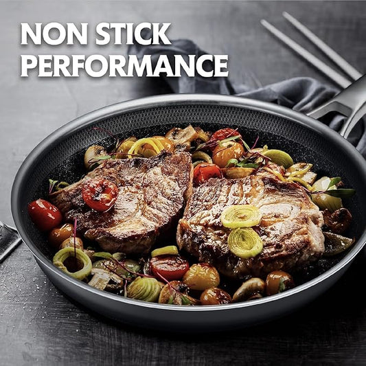 Non Stick Frying Pans, 12 inch Hybrid Frying Pans Nonstick,non stick Stainless Steel Skillets, Dishwasher/Oven Safe Cookware, Induction Compatible, PFOA Free Cookware