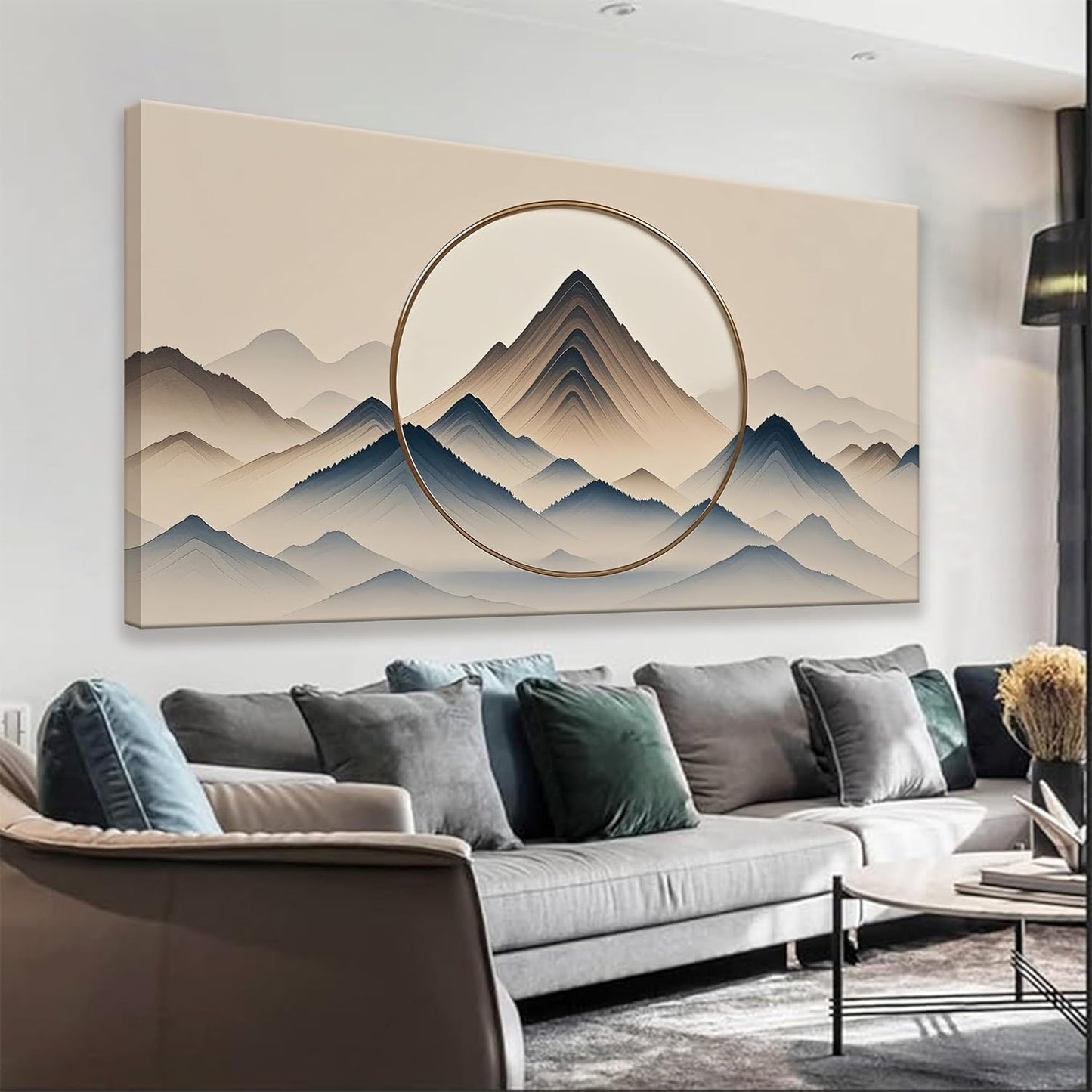 Suconvng Mountain Abstract Wall Art For Living Room Modern Canvas Art Wall Decor Bedroom Office Abstract Wall Art Mountain Landscapes Painting Decor Ready To Hang Wall Pictures 29×58 In