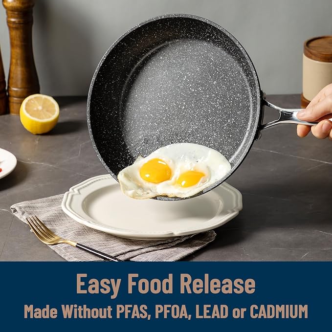 UCC LIFE Non Stick pots and pans set, 9.5" and 12" Kitchen Cookware Pot 2 Piece Set, Stainless Steel Handle, Bottom can Withstand High Temperatures (PFOA PFAS PTFE Free)