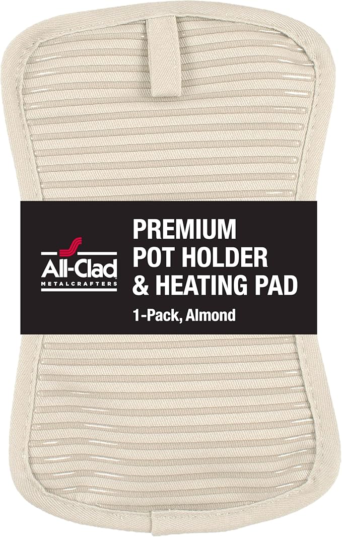 All-Clad Premium Pot Holder & Hot Pad: Heat Resistant to 500 Degrees - 100% Cotton, 10"x6.25" Hot Pad for Kitchen and Barbeque, (1-Pack), Almond