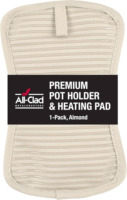 All-Clad Premium Pot Holder & Hot Pad: Heat Resistant to 500 Degrees - 100% Cotton, 10"x6.25" Hot Pad for Kitchen and Barbeque, (1-Pack), Almond