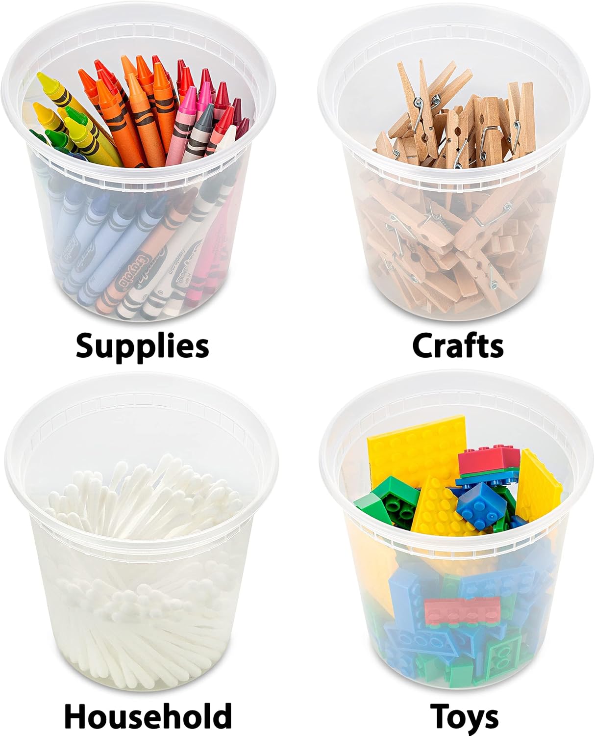 DuraHome Deli Containers with Lids 24oz. Leakproof 30 Sets BPA-Free Plastic Food Storage Cups Clear Airtight Takeout Container Heavy-Duty, Microwaveable Freezer Safe Disposable/Reusable