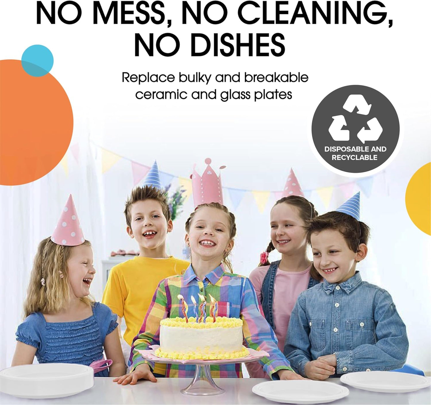 Exquisite Party Solids White Plastic Plates For Party Supplies 7" White Disposable Plates Heavy Duty 50 Pcs Plastic Dinnerware Sets Heavy Duty 350 GSM Disposable Dinnerware Set