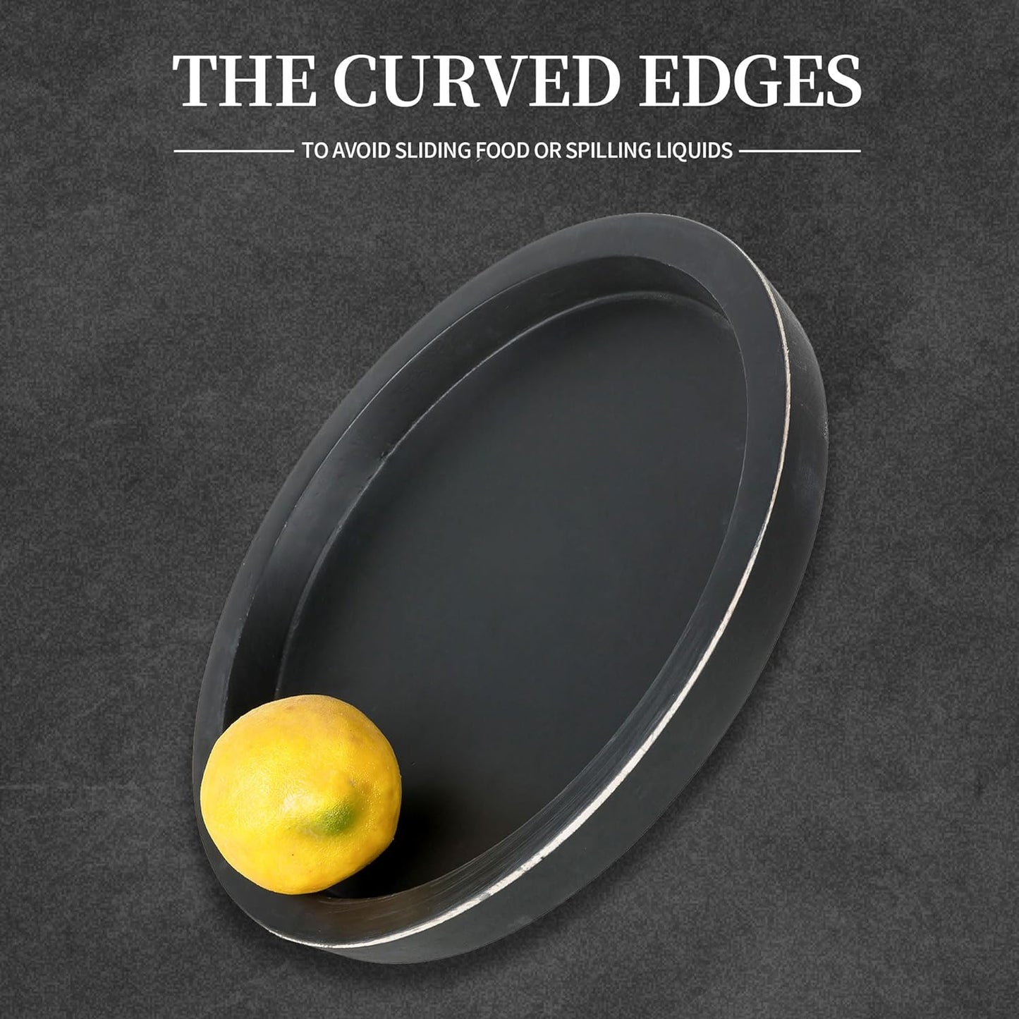 Hanobe Black Round Decorative Coffee Tray Wooden Trays for Coffee Table Centerpieces Dining Room Circle Wood Ottoman Serving Tray for Bathroom Kitchen Counter Candle Holder