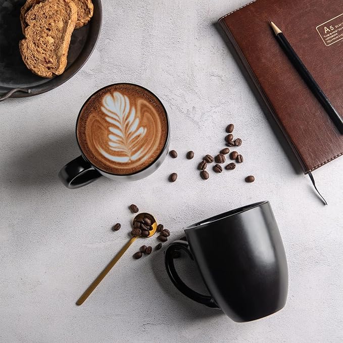 AmorArc 12oz Coffee Mugs Set of 6, Large Ceramic Coffee Mugs for Man, Woman, Dad, Mom, Modern Coffee Mugs Set with handle for Tea/Latte/Cappuccino/Milk/Cocoa. Dishwasher&Microwave Safe, Multi