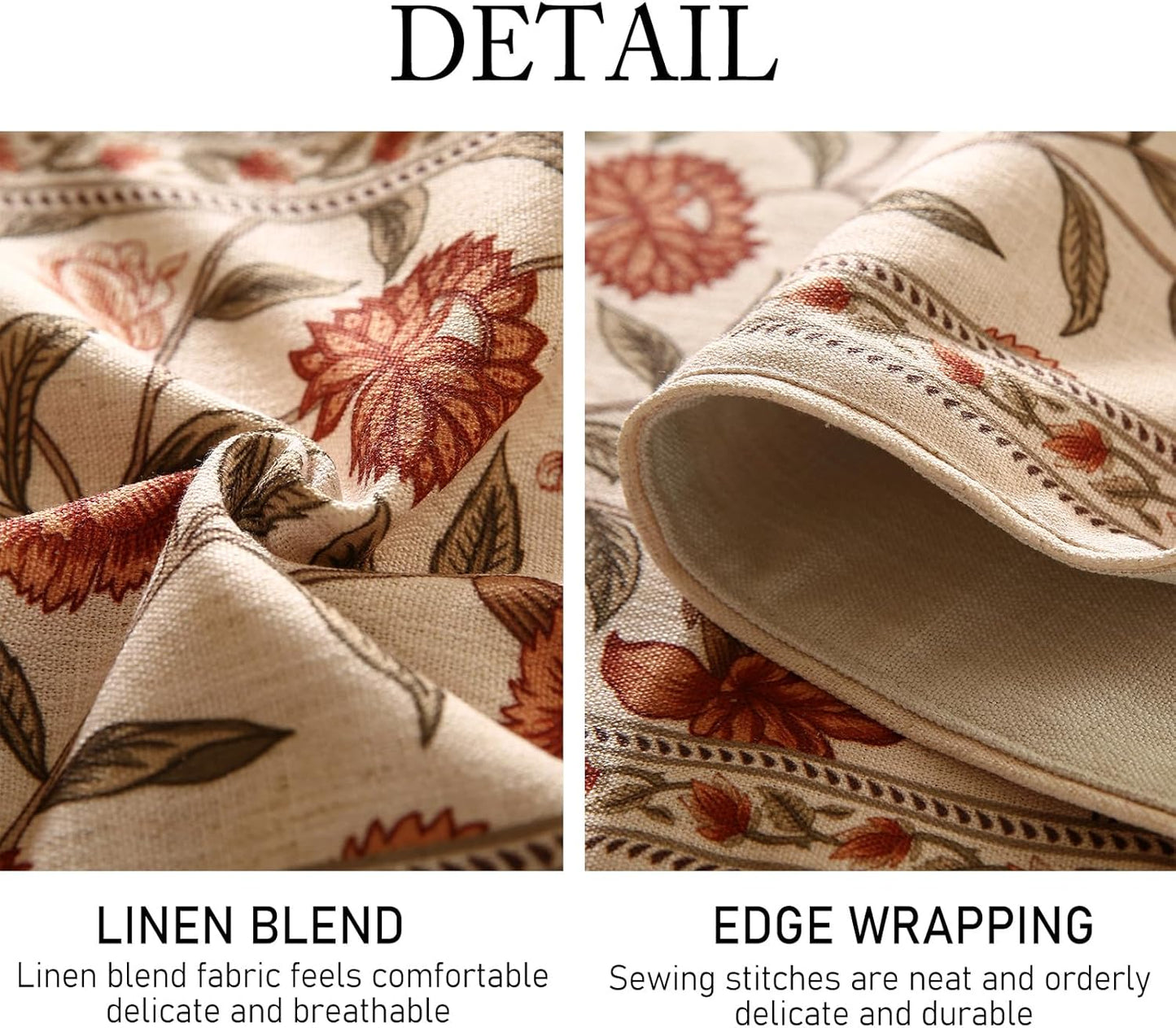 ISAENNE Designer Elegant Linen Table Runner 118 Inches Extra Long,Vintage Orange Floral Pattern Table Runners for Dining Tables,Kitchen Decor,Thanksgiving,Christmas,Banquet,12"*118"-Alvarado A