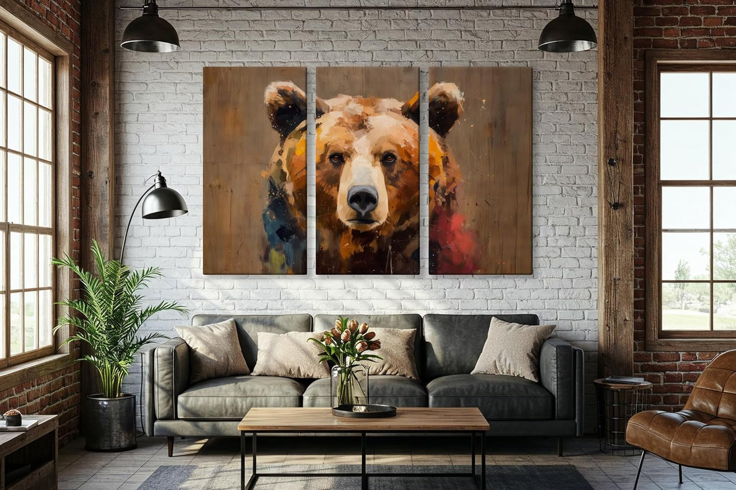Wildlife Canvas Prints - Wild Animals Home Decor - Medium, Large, and Extra Large Wall Art for Living Room, Bathroom, Kitchen (Street Art Spirit, 39L" x 59W" - 3 Panels)