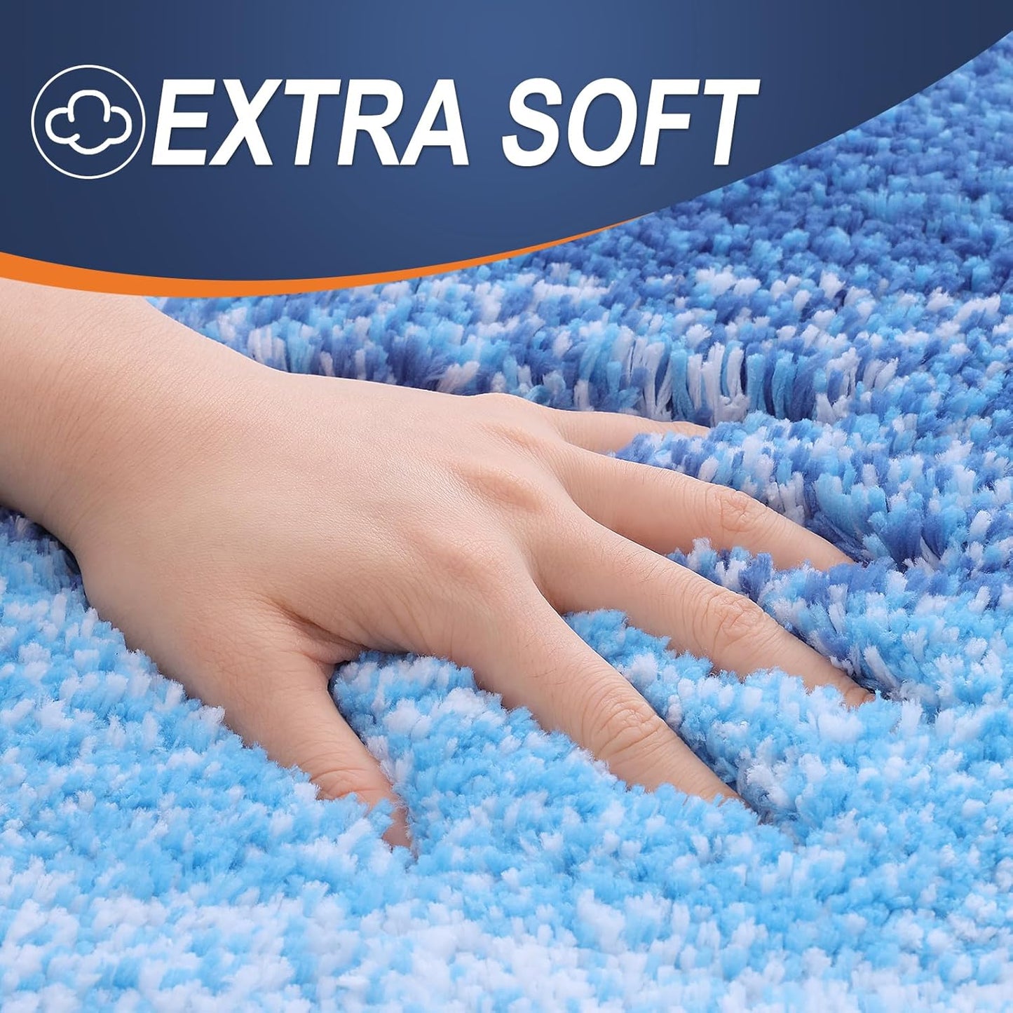 OLANLY Bathroom Rug Set 2 Piece, Soft Absorbent Microfiber Bath Mats and U-Shaped Contour Toilet Rug, Non-Slip, Machine Wash Dry, Shaggy Bath Mats for Bathroom (30"x20"+24"x20", Light Royal Blue)