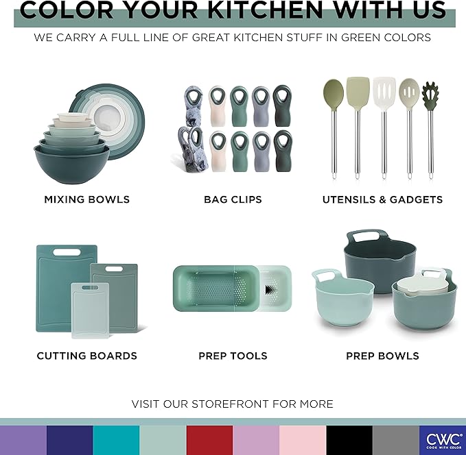 COOK WITH COLOR Silicone Cooking Utensils, Kitchen Utensil Set, Easy to Clean Silicone Kitchen Utensils, Cooking Utensils for Nonstick Cookware, Kitchen Gadgets Set, 38 Piece, Green