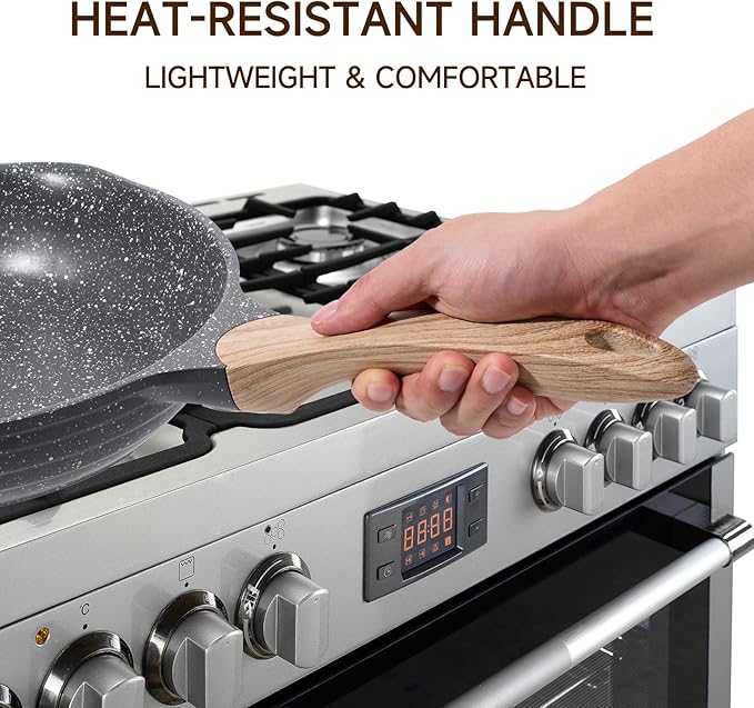 JEETEE 9.5 Inch Nonstick Frying Pan, Stone Coating Cookware, Nonstick Omelette Pan with Heat-Resistant Handle, Induction Skillet for Eggs (Grey)