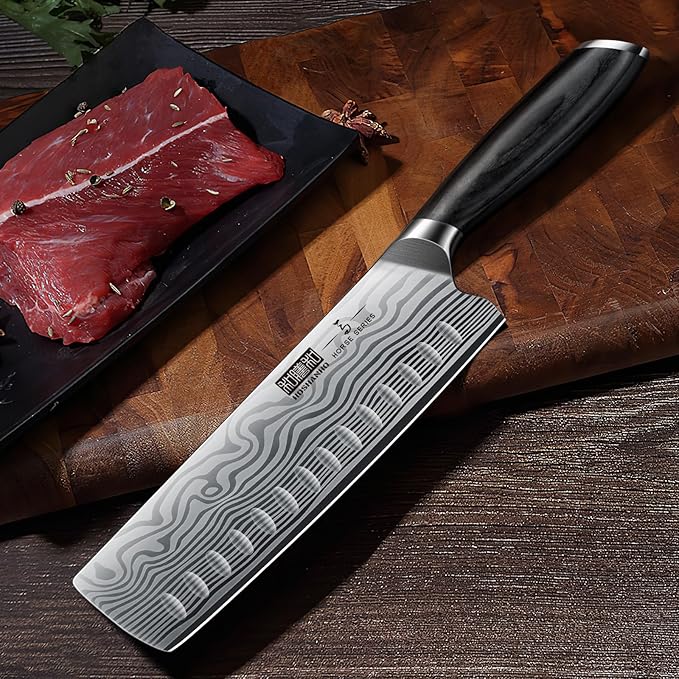 HOSHANHO 7 Inch Nakiri Knife, Japanese High Carbon Powder Steel Vegetable Cleaver Knife for Chopping, Razor Sharp Multipurpose Asian Chef Knife with Ergonomic Handle