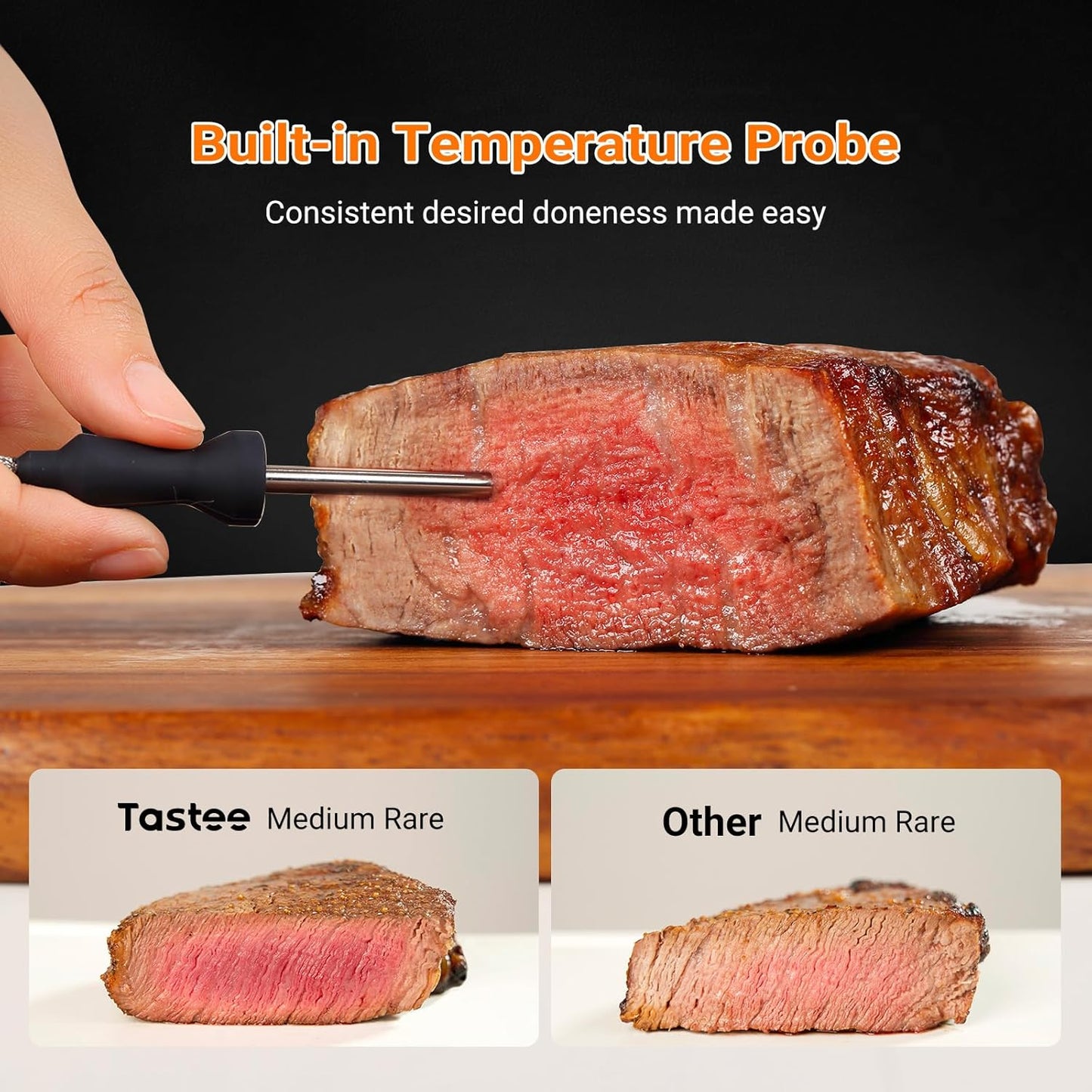 Tastee Air Fryer Lite, 8-in-1 Compact 5.5QT Oven with Single-Sensor Smart Probe, 450°F Digital Dehydrator, 24 One-Touch Presets, Dishwasher-Safe & Non-Stick Basket