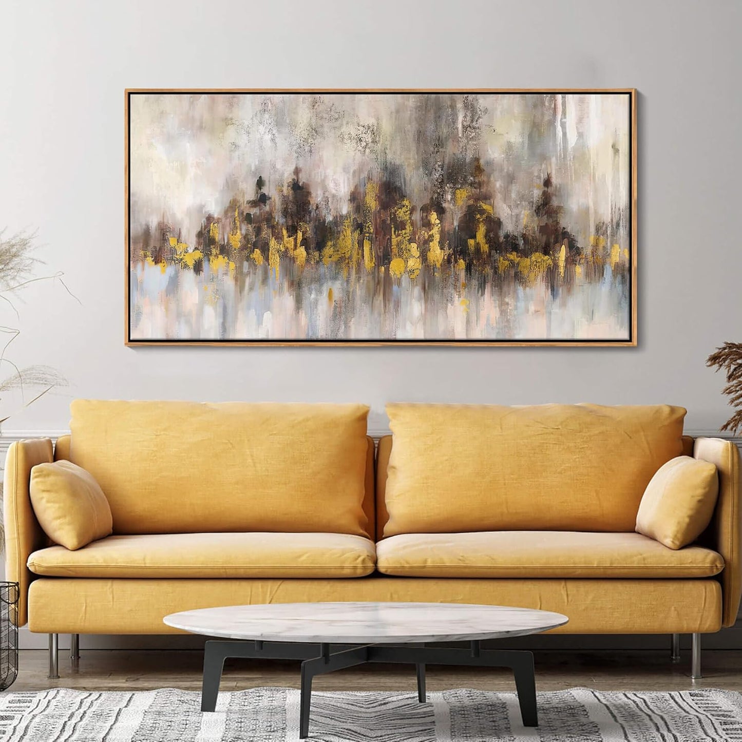 YDYSUNE Gold Abstract Wall Decor - Brown Canvas Wall Art for Living Room- Large Modern Artwork - Oil Painting Pictures for Bedroom Kitchen Home Office
