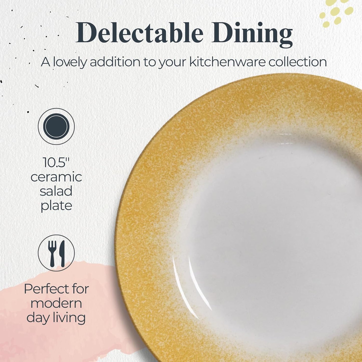 Portmeirion Potter's Mist Dinner Plate (Set of 4) - 10.5" Earthenware Plates with Classic Mist Rim - Microwave, Dishwasher, Freezer, Oven Safe - Ideal Modern Dinnerware Set (Yellow Mist)