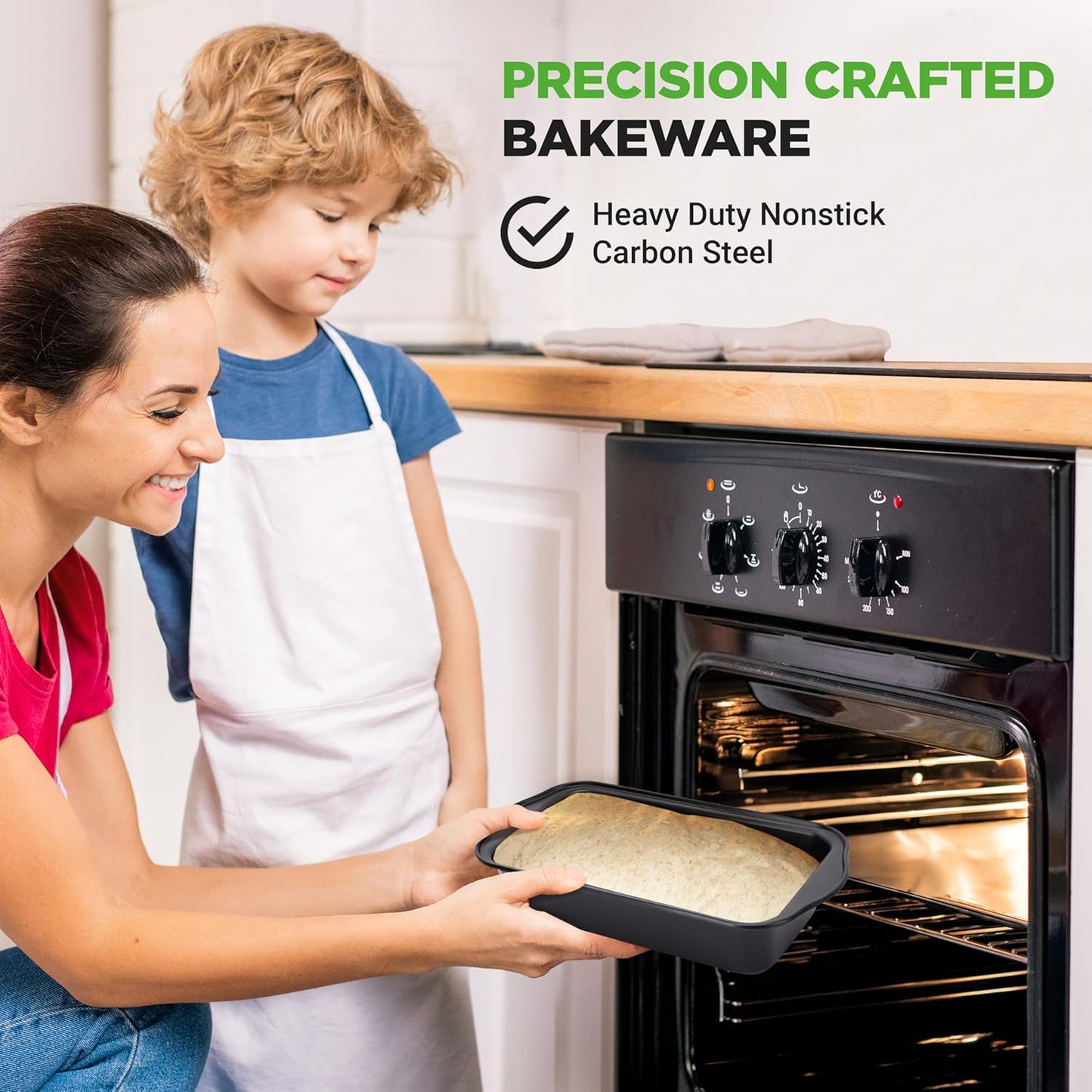 NutriChef Loaf Pans Set of 6 | Non-Stick Premium Bread Pans Quick & Even Heat Distribution | Oven Safe To 450 F | No PFOA, PFOS & PTFE | Food Grade Carbon Steel | 11.61 x 5.98 x 2.56 Inches (Black)