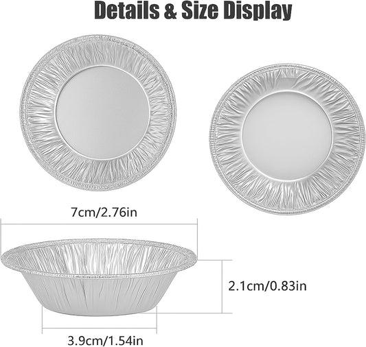 [100 Pack] 2.8" Disposable Aluminum Foil Tart Pans – Mini Pie Tins for Baking, Egg Tarts, Pudding, Cupcakes, and Desserts