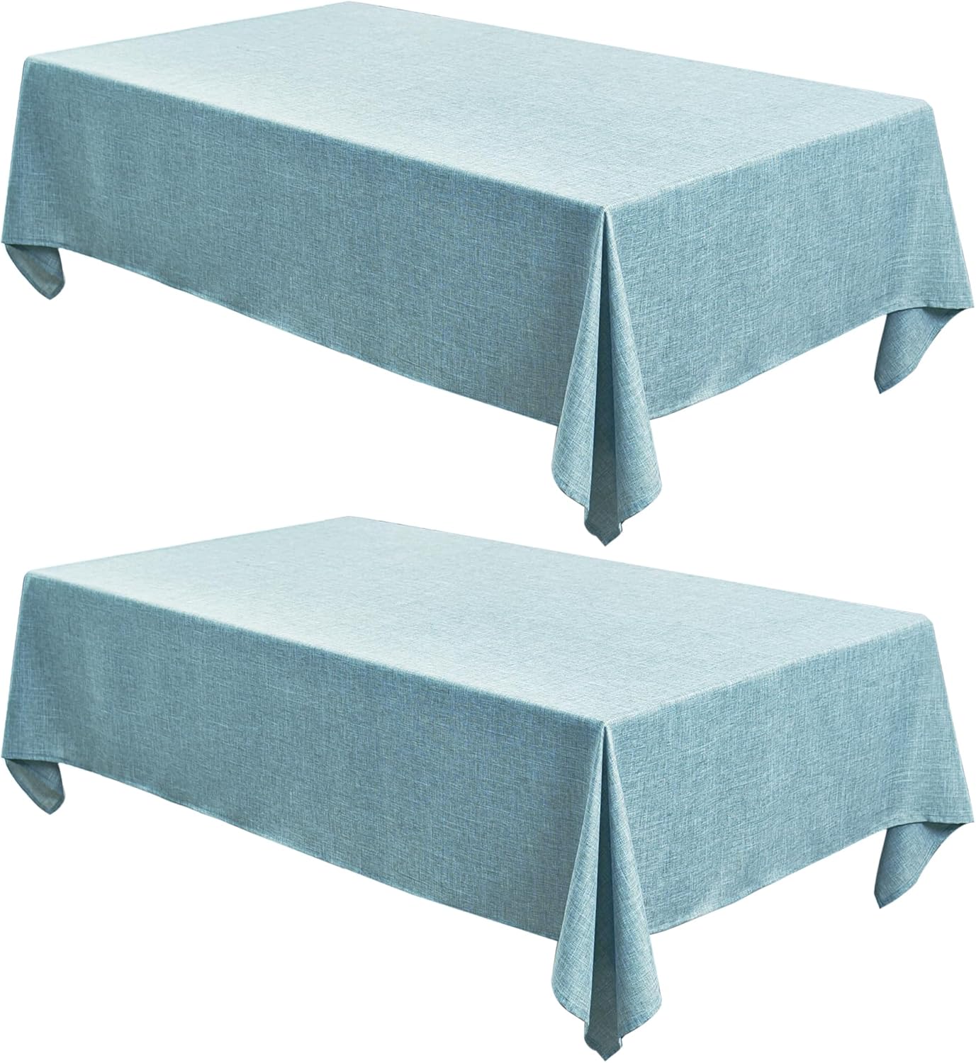 Fitable Faux Linen Table Clothes 2 Pack, Waterproof Fabric Tablecloths for Rectangle Tables, Rustic Holiday Table Covers for Kitchen Dining, Party, Farmhouse (Turquoise, 54 x 78 Inch)