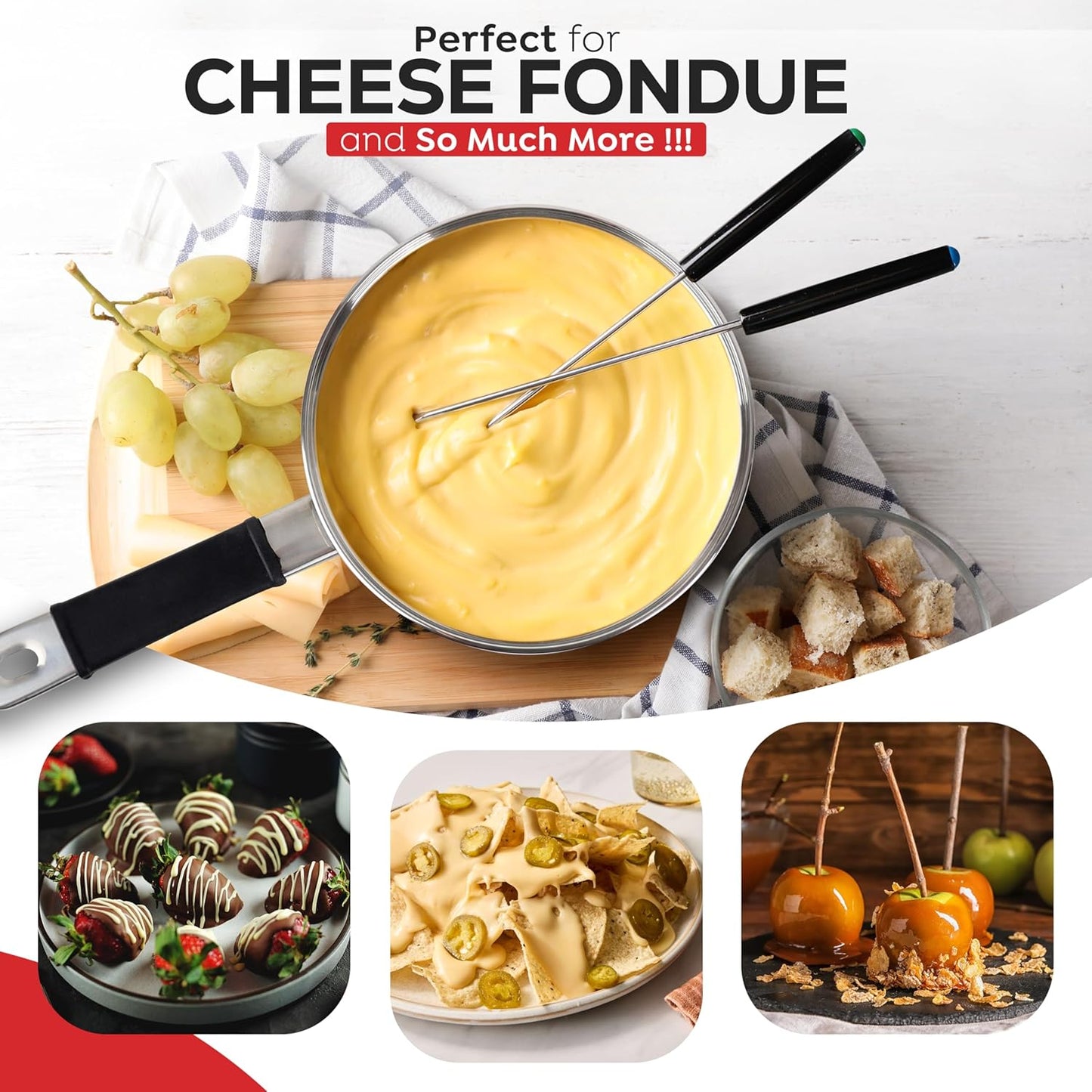 AVACRAFT 18/8 Stainless Steel Double Boiler, 1.5 Quart - Quality Clad Melting Pot for Butter, Chocolate, Cheese, Wax, Sauces - Even Heat, Tempered Glass Lid, Long Handle, Bottom has 5 Layers