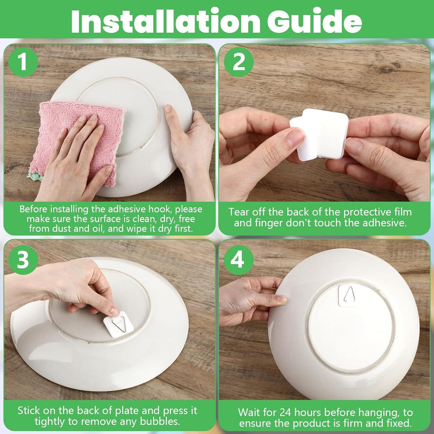 15Pcs Invisible Adhesive Plate Hangers, 1.26 Inches Vertical Plate Holders Hooks for The Wall Display, Decorative Plates Art, Picture Hanging