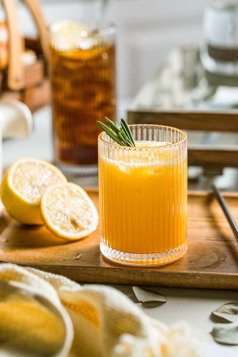 Drinking Glasses with Origami Style Set of 4 Glass Cups, 9oz Ribbed Glassware, Art Deco Drinking Glass, Elegant Ripple Vintage Glassware, Ideal for Cocktail, Whiskey, Soda, Juice