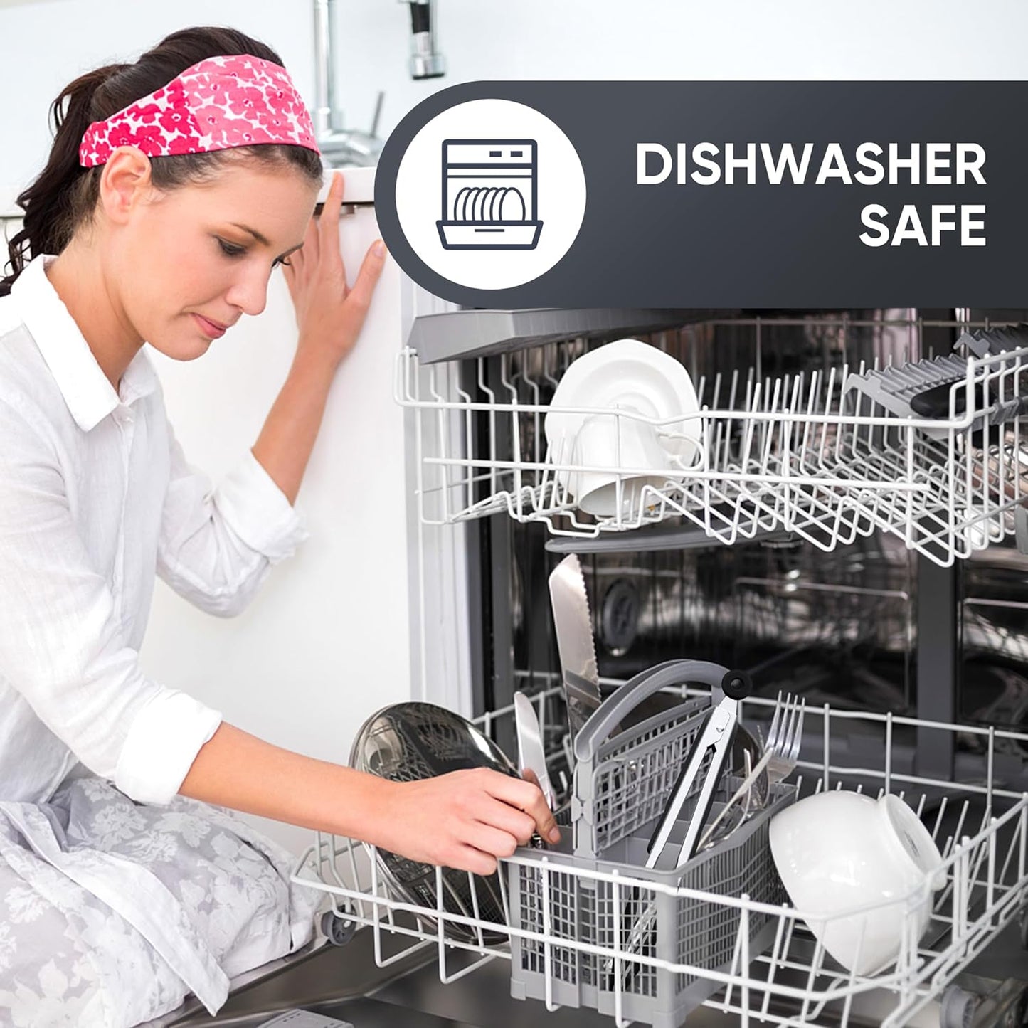 9 Inch Kitchen Tongs, Cooking Tongs with Silicone Tips and Stainless Steel Handle, Non Stick Heat Resistant Tongs for Cooking, Buffet, Salad Serving (9", Black)