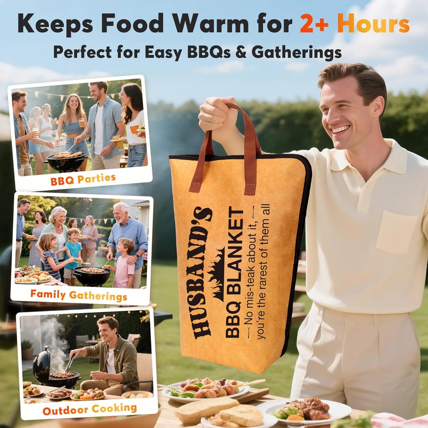 Gifts for Husband BBQ Blanket for Resting Meat, Christmas Thanksgiving Anniversary Birthday Gifts for Husband from Wife, 21in Meat Resting Blanket Insulated Reusable Wide Mouth Meat Resting Bag