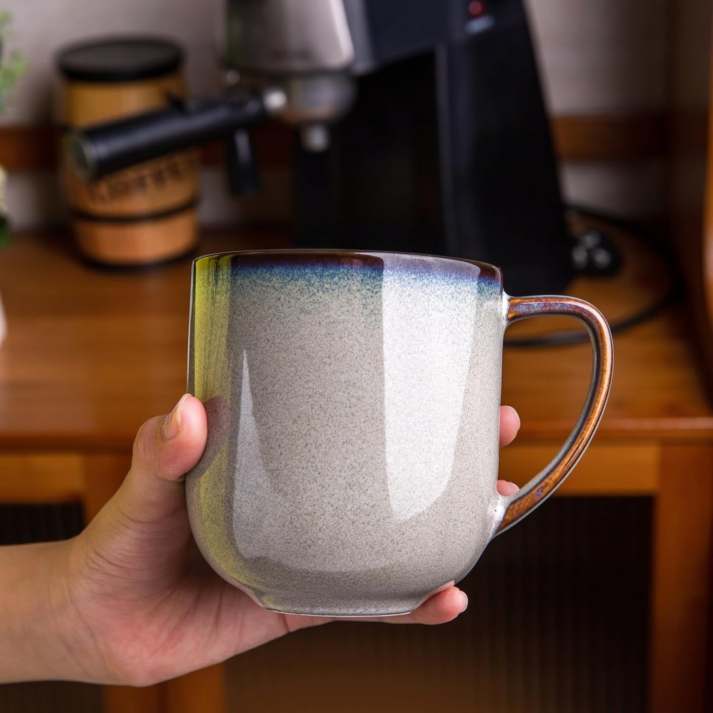 LERATIO 12OZ Ceramic Coffee Mugs Set of 6, Large Porcelain Coffee Cups With Large Handle For Latte,Cappuccino,Milk,Cocoa,|Dishwasher&Microwave Safe Mug Sets,Ideal for Man,Woman,Dad, Mom