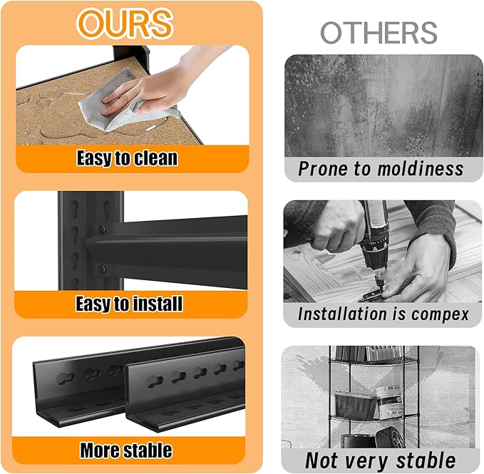 Five tier thickened steel kitchen shelf, load capacity 2000lbs, adjustable height, anti-rust baking paint, easy to organize microwave/oven/pots and pans, stable and non-slip, kitchen organizer!