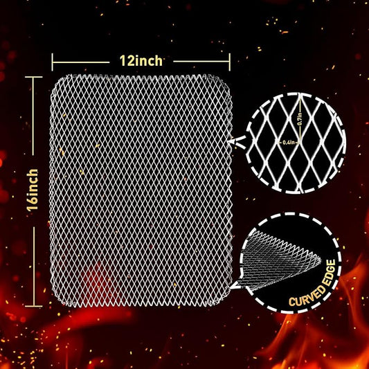 10 Pcs Disposable Grill Topper,16x12 Inch Grill Mesh Mat Disposable Pans,Non-Stick BBQ Aluminum Mats for Outdoor Grills, Easy to Clean