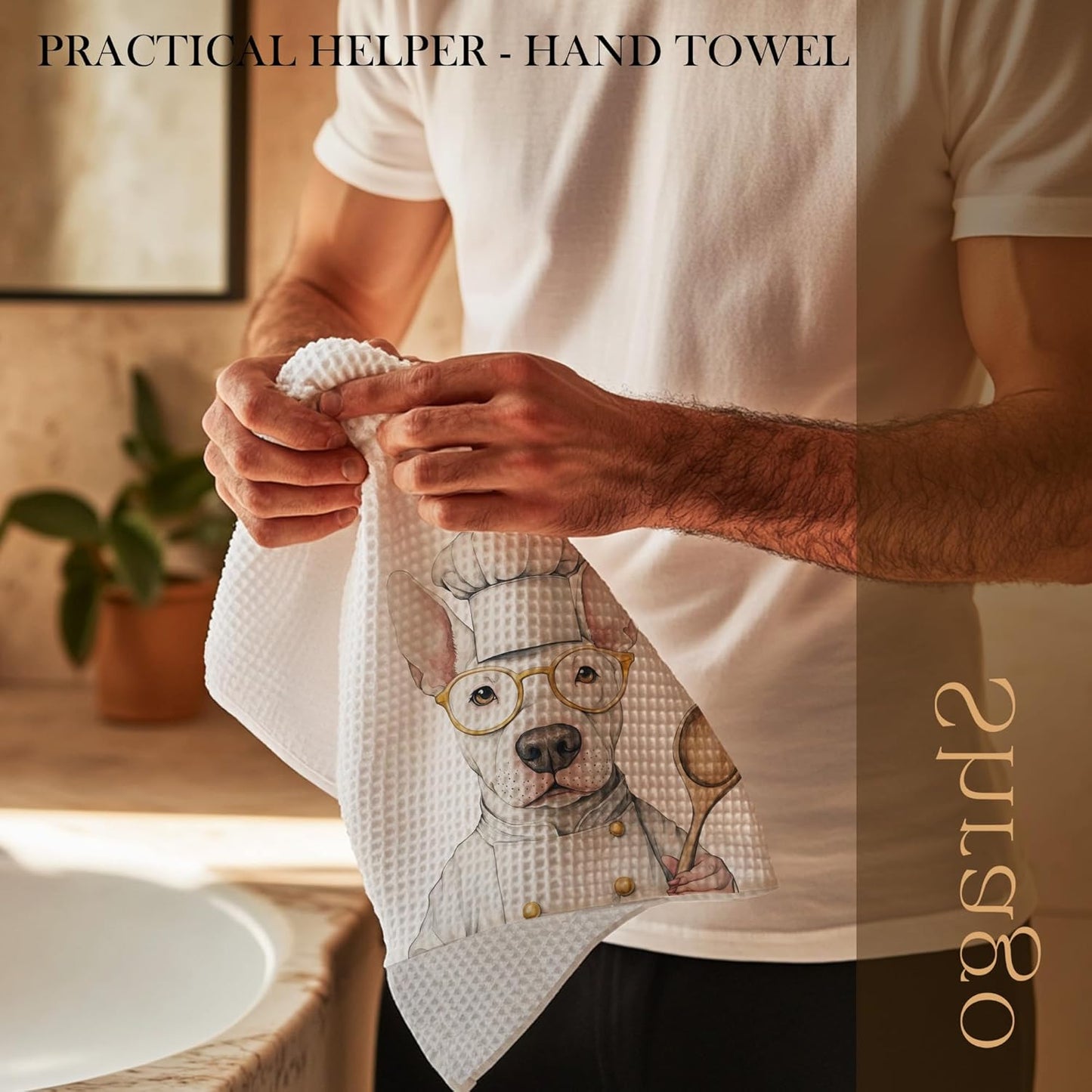 Funny Bull Terrier Dog Kitchen Towels, Bull Terrier Gifts for Women Dish Tea Towels for Kitchen, Dog Lovers Mom Dad Owner Gifts Decorative Hand Towels, 16x24 Inch