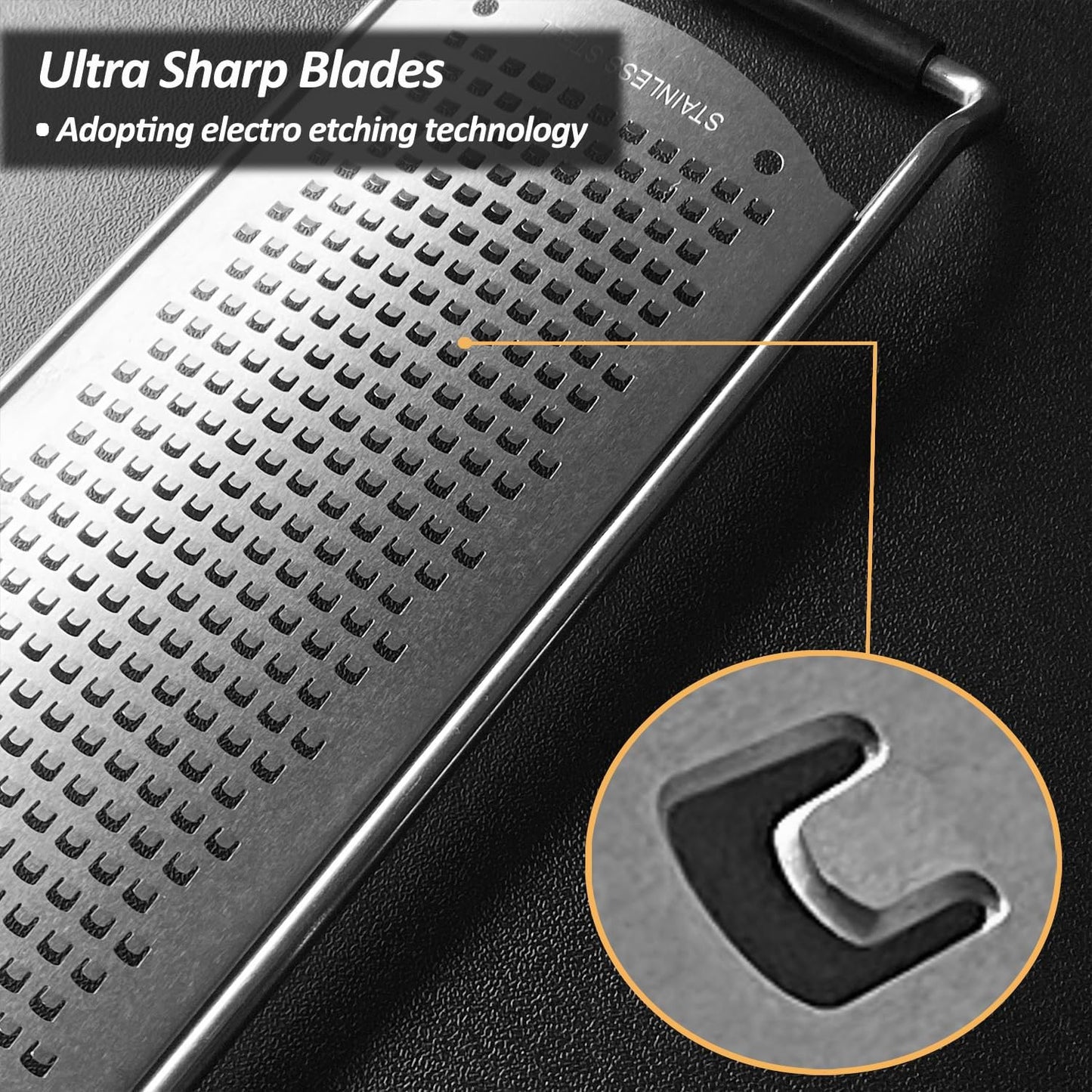 Professional Zester Grater Fine for Hard Cheese, Citrus Fruits, Garlic, Chili, Cinnamon and Nutmeg, Kitchen grater with Razor-Sharp Stainless Steel Blade (Fine)