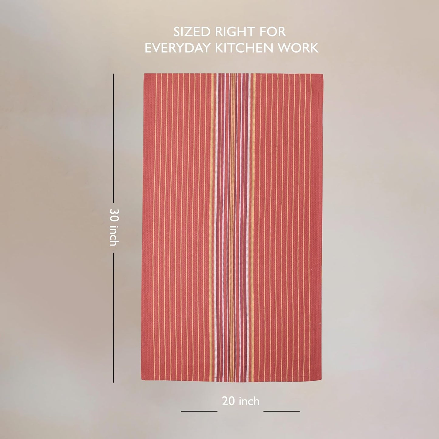 Urban Villa Fall Kitchen Towels 100% Cotton Highly Absorbent Dish Towels Rust Color Set of 6 Size-20"X30" Waffle Salsa Stripes Thanks Giving Dish Cloths & Dish Towels with Hanging Loop Tea Towels