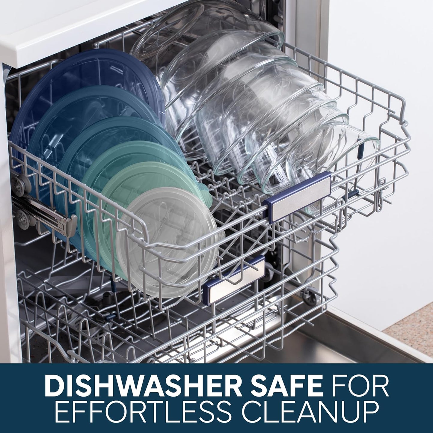 COOK WITH COLOR 12 Pc Glass Mixing Bowl Set with Lids – Borosilicate Glass Nesting Bowls for Cooking, Baking and Meal Prep, Blue