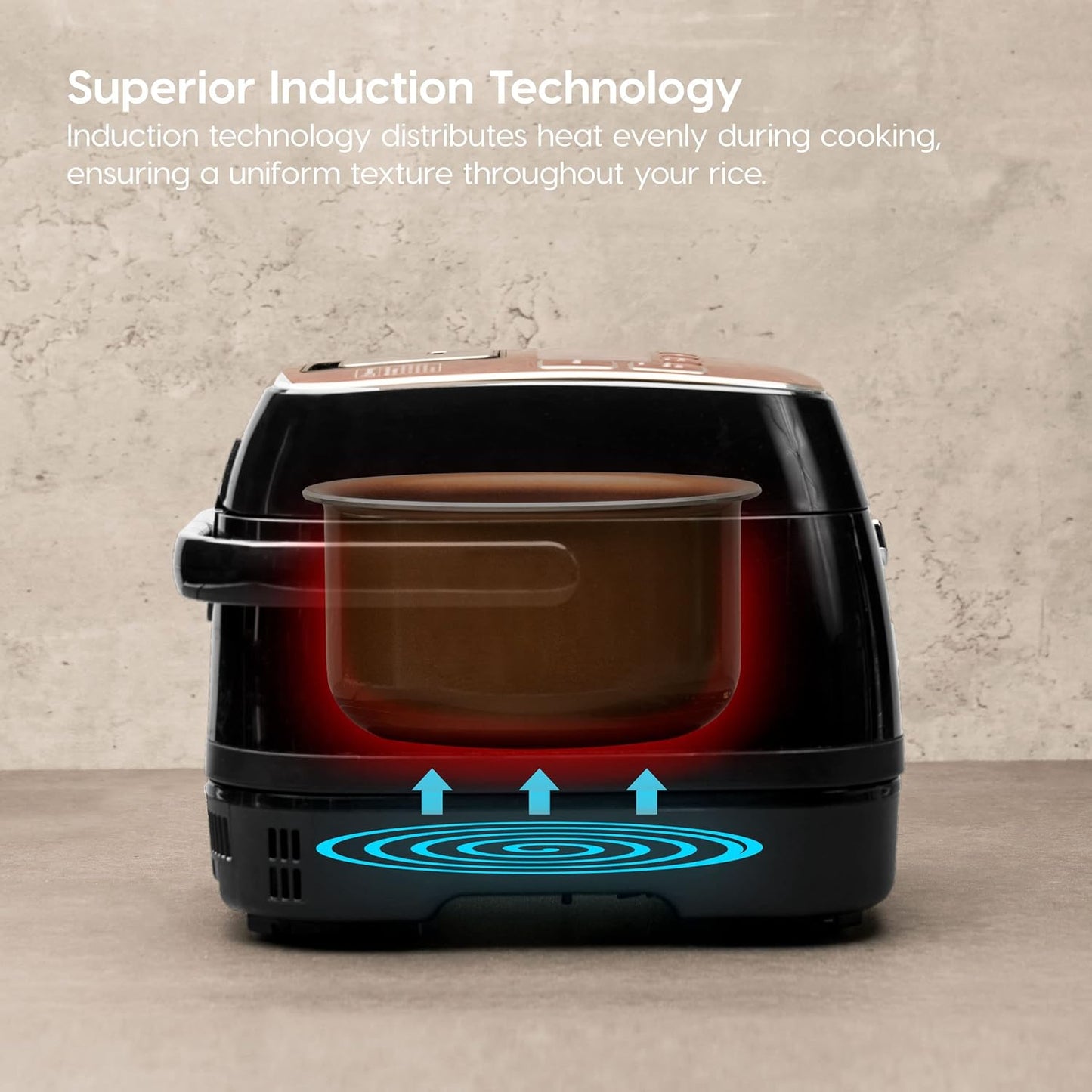 2-in-1 Rice Cooker and Induction Cooktop Burner, 3-Cup (Uncooked) / 6-Cup (Cooked) and Warmer, Portable and Compact IH Cooktop with Calorie Counter and Timer, 7 Cooking Modes
