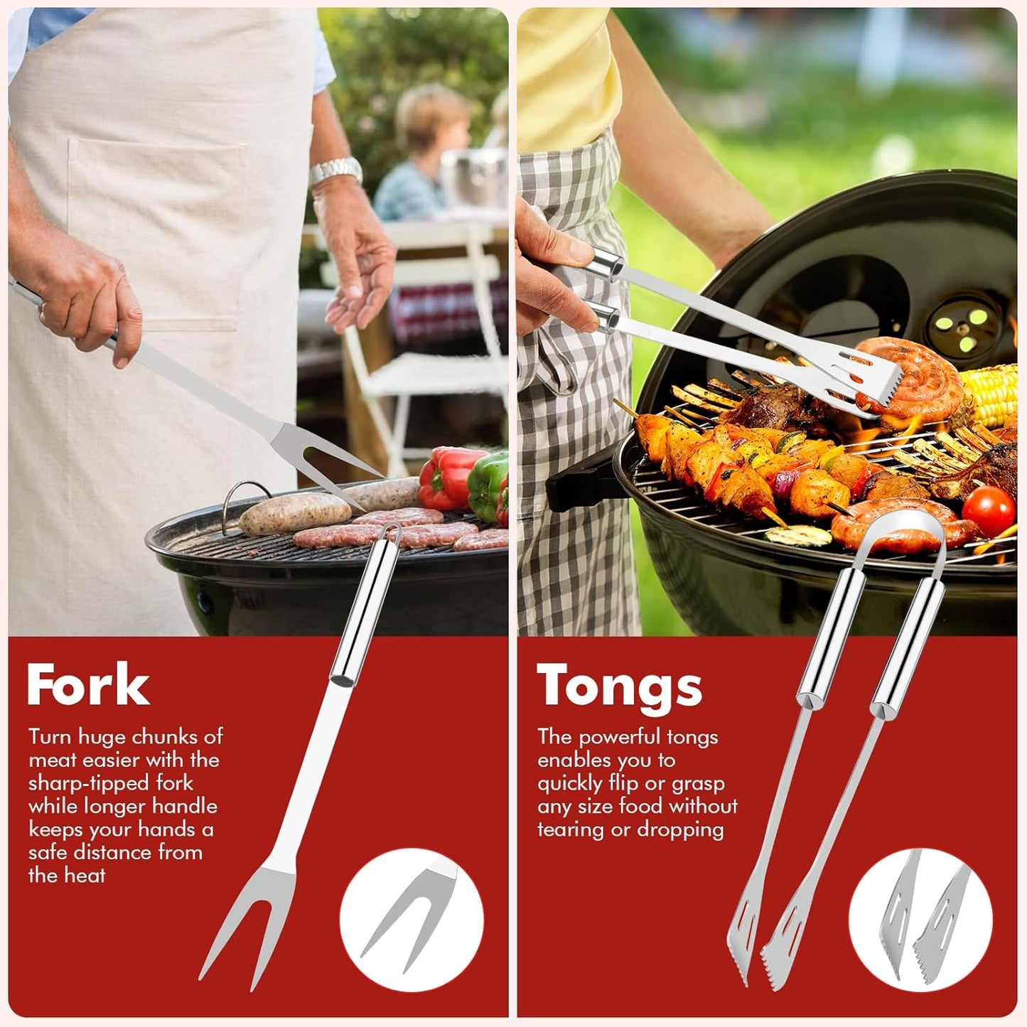 Grilling Accessories, BBQ Accessories, 15Pcs Grill Set, Grill Tools, Grill Accessories with Carrying Bag, Stainless Steel Grill Utensils Set, Grill Kit for Outdoor Camping, Grill Gifts for Men Father