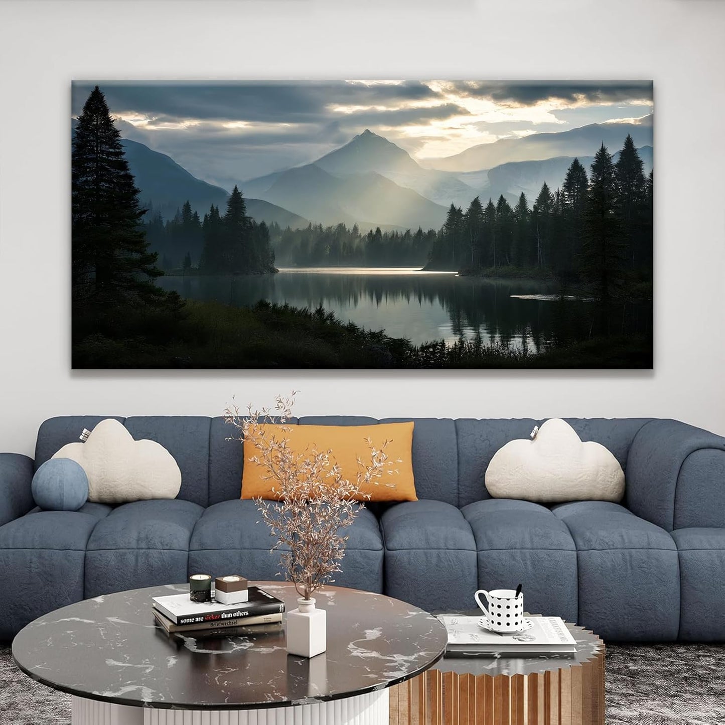 Wall Art For Living Room Large Size Canvas Art Wall Decor For Office Modern Bedroom Decorations Forest River Landscape Pictures Paintings Artwork Wall Mural Aesthetic Artwork 29x58 In