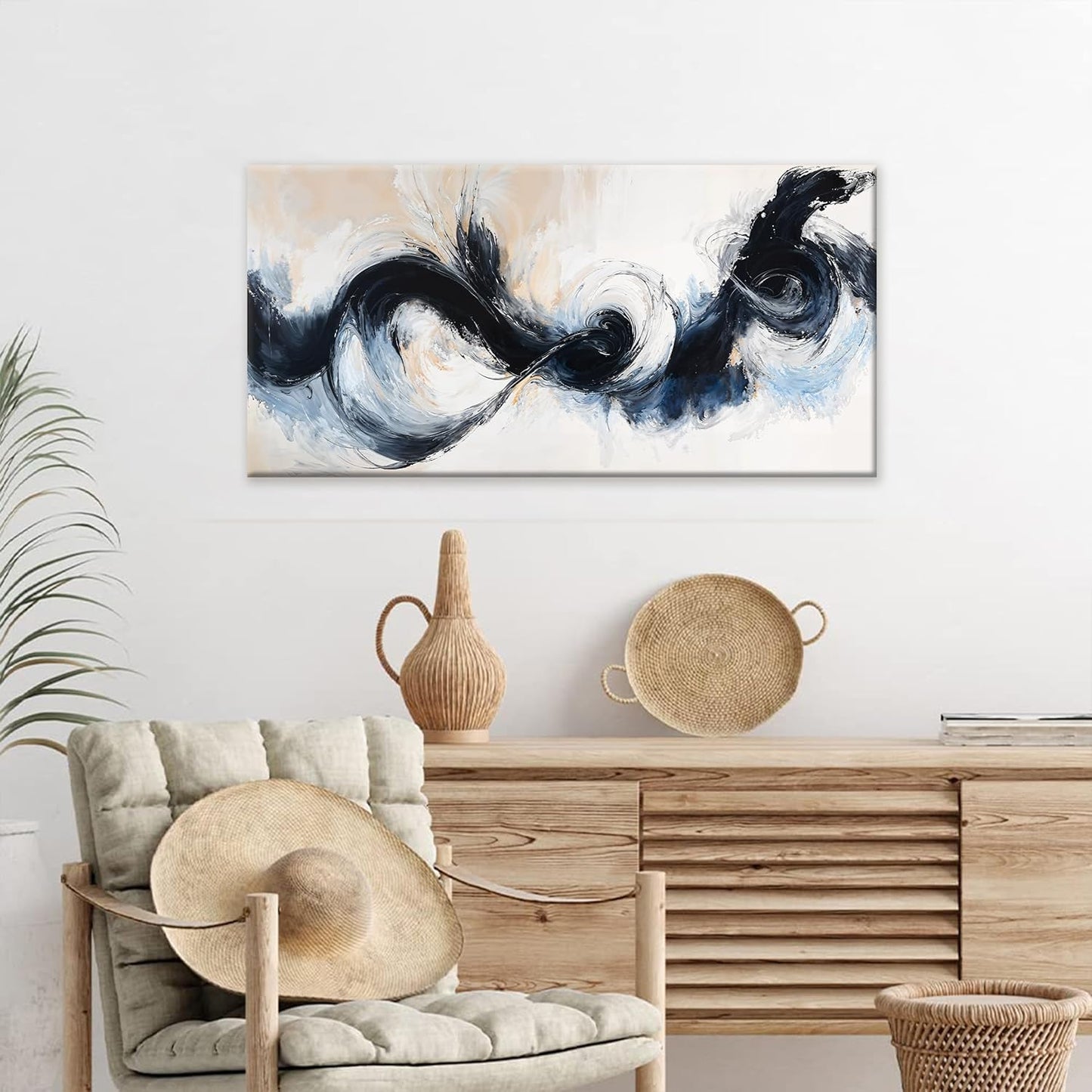 Suconvng Black And White Abstract Wall Art Print Painting Canvas Art Wall Decor Artwork Graffiti Abstract Wall Decor Pictures For Bedroom Kitchen Office Artwork 20 X 40 Inch Ready To Hang