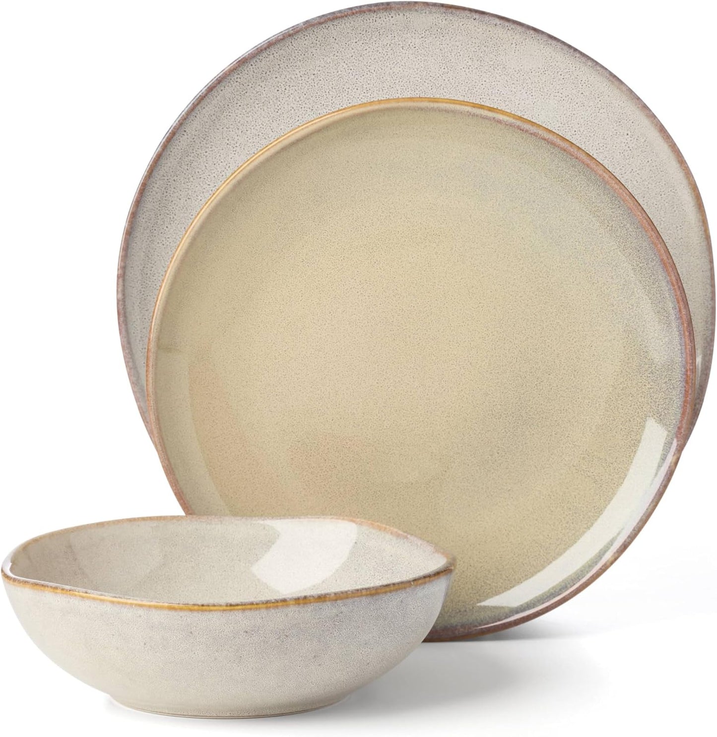 Oneida 897208 Organic Shades 12-Piece Dinnerware Set, Oatmeal